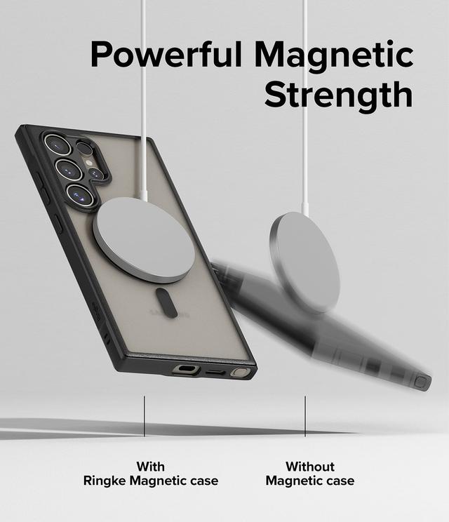 كفر حماية سامسونج اس 24 الترا مع ماج سيف شفاف وأسود مت رينجكي Ringke Fusion Bold Magnetic Compatible with Samsung Galaxy S24 Ultra Case