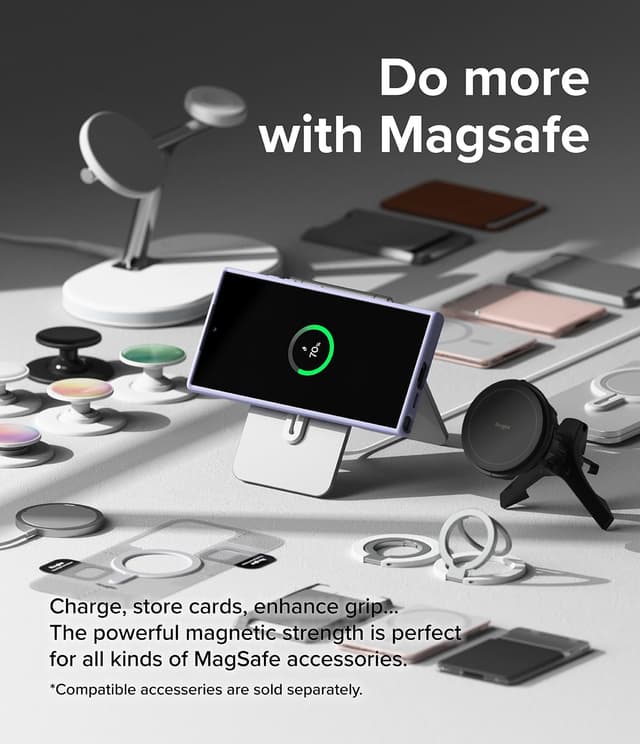 Ringke Silicone Magnetic Compatible with Samsung Galaxy S24 Ultra Case Cover Powerful Magnet Long Lasting Silky Feel Anti-Fingerprint Galaxy S24 Ultra Back Cover - Lavender