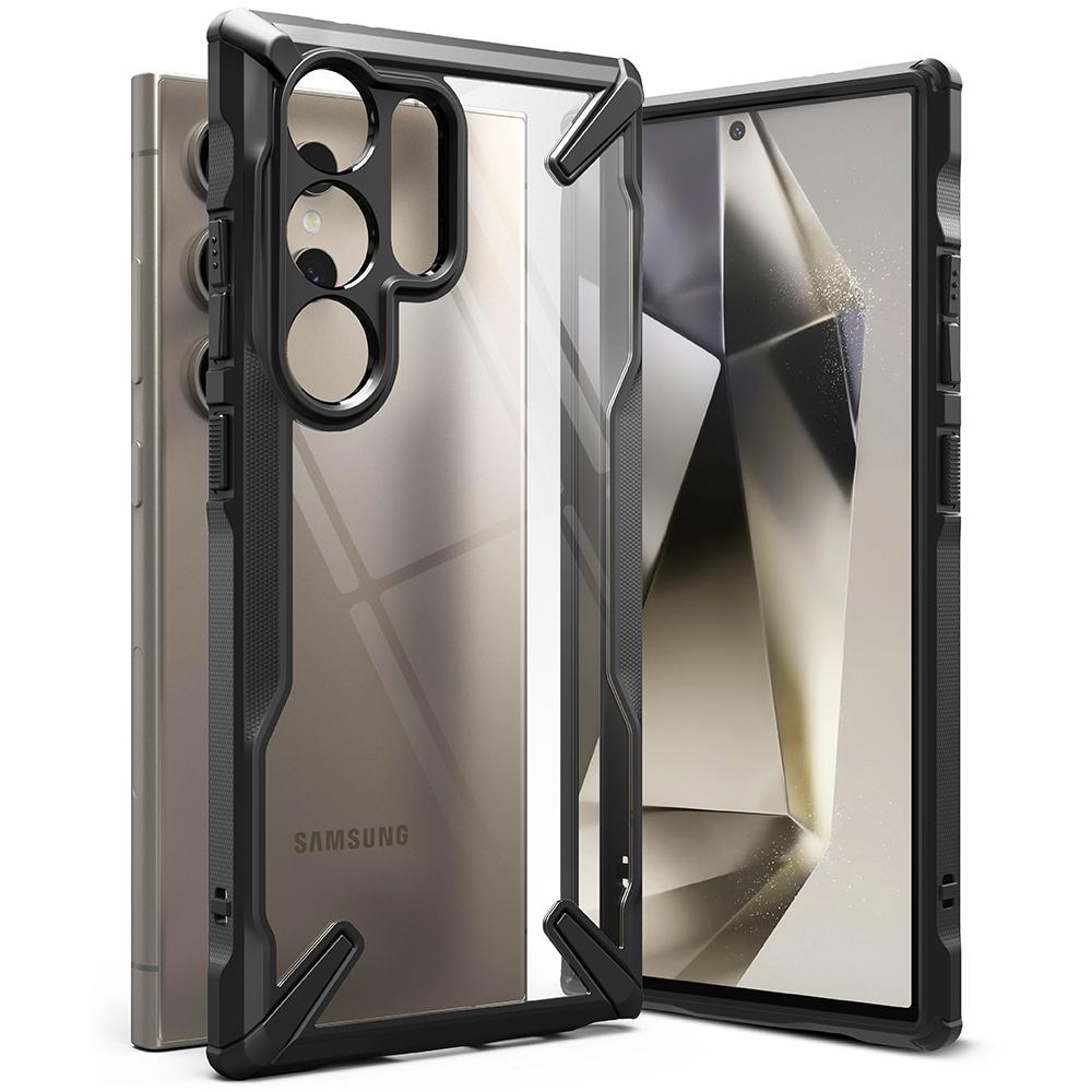 كفر حماية سامسونج اس 24 الترا 5 جي مع ماج سيف أسود رينجكي Ringke Fusion-X Compatible with Samsung Galaxy S24 Ultra 5G Case