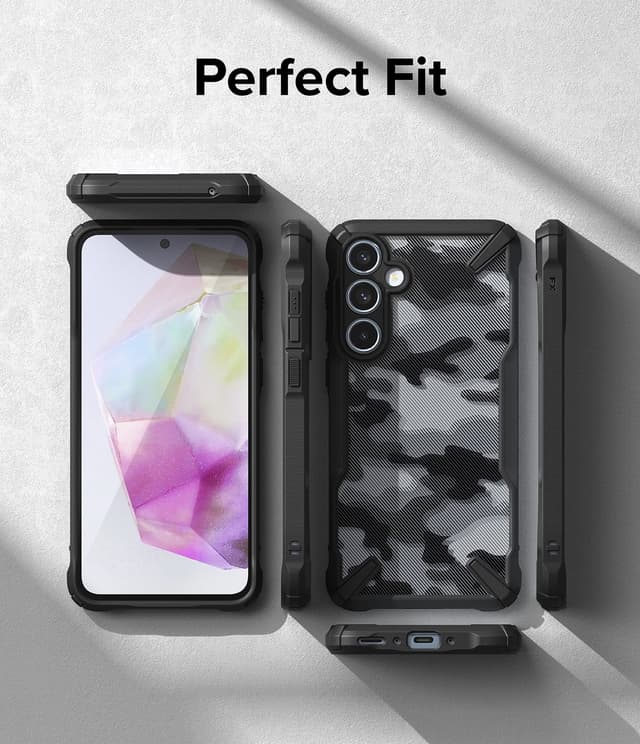 كفر حماية سامسونج غالاكسي اي 35 / 5 جي أسود مموه  Ringke Fusion-X Case Compatible with Samsung Galaxy A35 5G