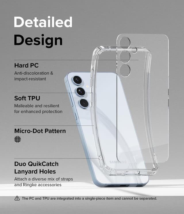 كفر حماية سامسونج اي 55 / 5 جي شفاف رينجكي Ringke Fusion Case Compatible with Samsung Galaxy A55 5G Clear