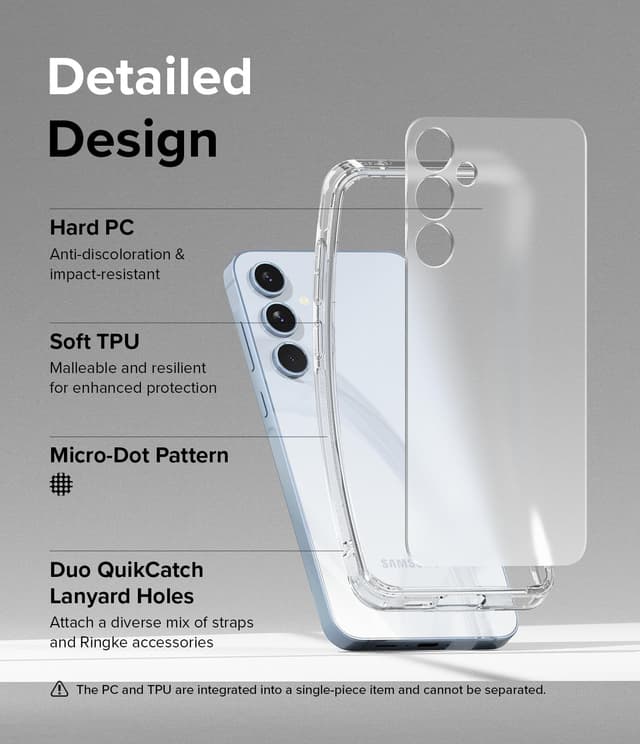 كفر حماية سامسونج اي 55 / 5 جي شفاف مت رينجكي Ringke Fusion Case Compatible with Samsung Galaxy A55 5G Matte Clear