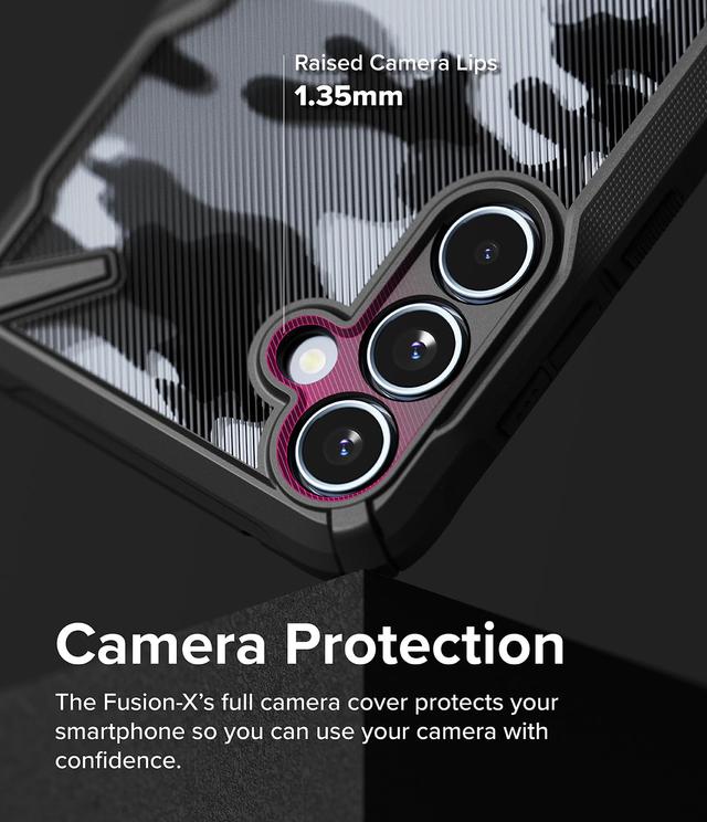 كفر حماية سامسونج اي 55 مع ماج سيف أسود مموه رينجكي Ringke Fusion-X Case Compatible with Samsung Galaxy A55 5G