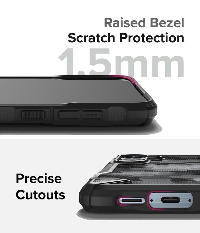 كفر حماية سامسونج اي 55 مع ماج سيف أسود مموه رينجكي Ringke Fusion-X Case Compatible with Samsung Galaxy A55 5G