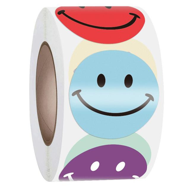 رول ملصقات للرسائل وصناديق الهدايا 1000 قطعة واونكت Wownect Color Full Smileys Stationary Stickers Round 500 Pcs Labels - SW1hZ2U6MzE4Njk4Mw==