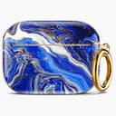 O Ozone Case for Airpods Pro 2 Case/Airpods Pro 2nd Generation, Stylish Premium Cute Flower Skin Hard PC Shockproof Protective Cover with Keychain Hook for Women and Girls -Blue Marble