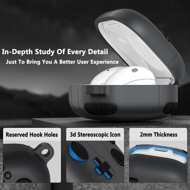 O Ozone Case Compatible with Samsung Galaxy Buds FE/Galaxy Buds 2 Pro/Galaxy Buds 2/ Galaxy Buds Pro/Galaxy Buds Live Case, 3D Game Console Design Silicone Protective Cover with Keychain-Black