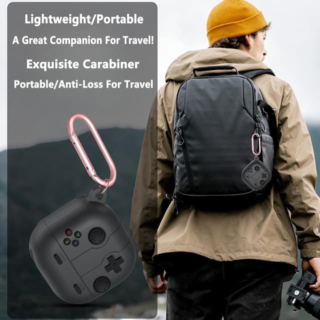 O Ozone Case Compatible with Samsung Galaxy Buds FE/Galaxy Buds 2 Pro/Galaxy Buds 2/ Galaxy Buds Pro/Galaxy Buds Live Case, 3D Game Console Design Silicone Protective Cover with Keychain-Black