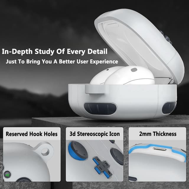 O Ozone Case Compatible with Samsung Galaxy Buds FE/Galaxy Buds 2 Pro/Galaxy Buds 2/ Galaxy Buds Pro/Galaxy Buds Live Case, 3D Game Console Design Silicone Protective Cover with Keychain- Grey