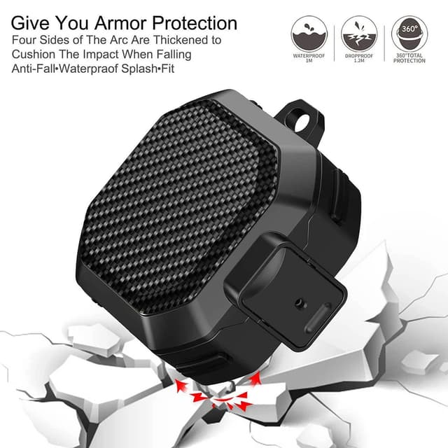 O Ozone Case Compatible with Samsung Galaxy Buds FE/Galaxy Buds 2 Pro/Galaxy Buds 2/Galaxy Buds Pro/Galaxy Buds Live Case, Carbon Fiber Texture Silicone Secure Lock Shockproof Hook Cover - Red