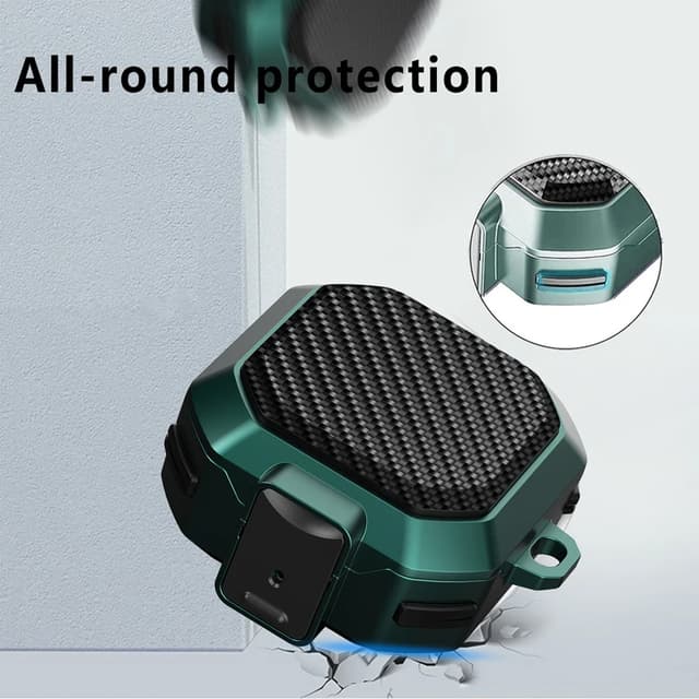 O Ozone Case Compatible with Samsung Galaxy Buds FE/Galaxy Buds 2 Pro/Galaxy Buds 2/Galaxy Buds Pro/Galaxy Buds Live Case, Carbon Fiber Texture Silicone Secure Lock Shockproof Hook Cover - Red