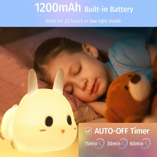 مصباح ليلي للأطفال أوزون شكل أرنب O Ozone Bunny Night Light for Kids Bedroom