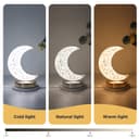 O Ozone Moon Table Lamp, LED Creative Crystal Lamp , Night Light Dimming Bedside Light with USB Charging, 3 colors Touch Bedside Night Light for Kids, for Girls Room, Bedroom and Ramadan Decorations