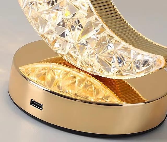 O Ozone Moon Table Lamp, LED Creative Crystal Lamp , Night Light Dimming Bedside Light with USB Charging, 3 colors Touch Bedside Night Light for Kids, for Girls Room, Bedroom and Ramadan Decorations