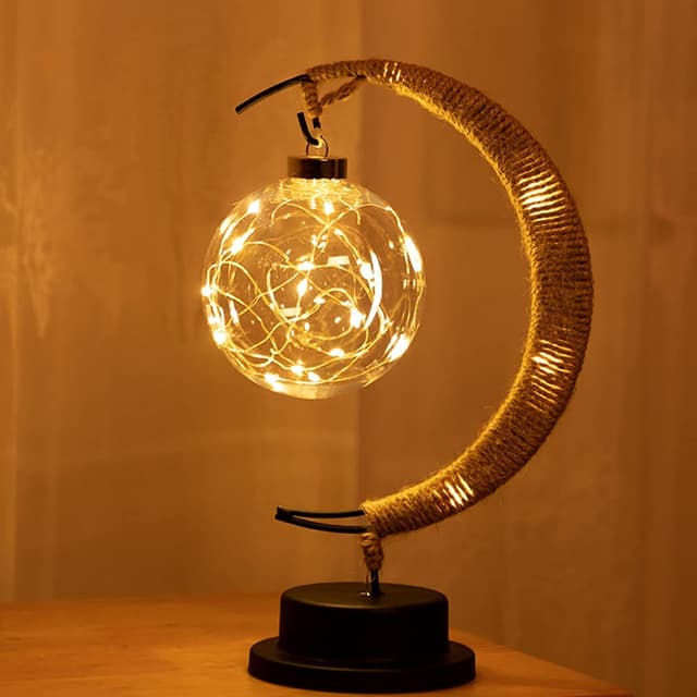 زينة رمضان المضيئة للطاولة أوزون O Ozone LED Moon Eid Mubarak Night Light