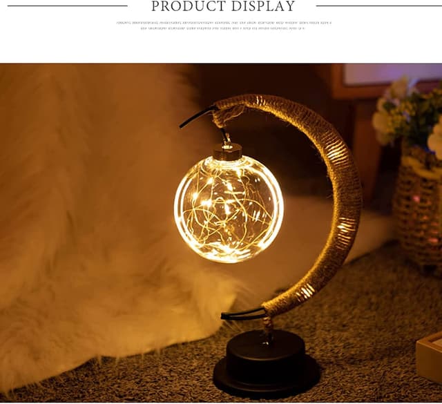 زينة رمضان المضيئة للطاولة أوزون O Ozone LED Moon Eid Mubarak Night Light