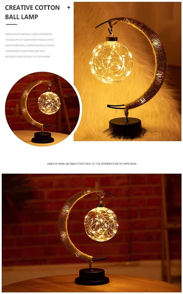 زينة رمضان المضيئة للطاولة أوزون O Ozone LED Moon Eid Mubarak Night Light