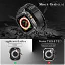 سير ساعة ابل ستانلس ستيل متوافق مع ابل ووتش 7/8/9 للرجال مع واقي شاشة فضي وذهبي او اوزون O Ozone Stainless Steel Watch Band with Case Compatible with Apple Watch Series 9/8/7