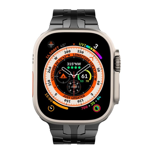 سير ساعة ابل تيتانيوم متوافق مع ابل ووتش الترا 2 أسود او اوزون O Ozone Titanium Metal Watch Band Strap Compatible with Apple Watch Ultra 2 Band