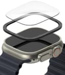 حماية ساعة ابل ووتش الترا 1/2 مقاس 49 مم مع إطار ستانلس أسود رينجكي Ringke Bezel Styling & Glass Compatible with Apple Watch Ultra 2 / 1 Screen Protector 49mm and Case