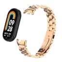 O Ozone Metal Watch Strap Compatible with Xiaomi Mi Band 8 / Xiaomi Smart Band 8, 3 beads Stainless Steel Adjustable Smartwatch Replacement Bracelet Wristbands for Men Women -Rose Gold