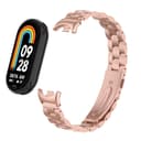 O Ozone Metal Watch Strap Compatible with Xiaomi Mi Band 8 / Xiaomi Smart Band 8, 3 beads Stainless Steel Adjustable Smartwatch Replacement Bracelet Wristbands for Men Women -Rose Pink - 973468