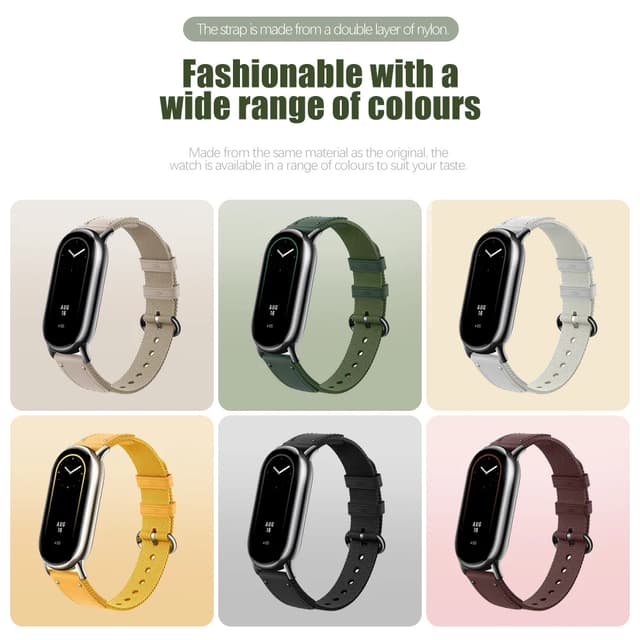 سوار ساعة شاومي مي باند 8 جلد ونايلون أسود او اوزون O Ozone Straps Compatible with Xiaomi Mi Band 8