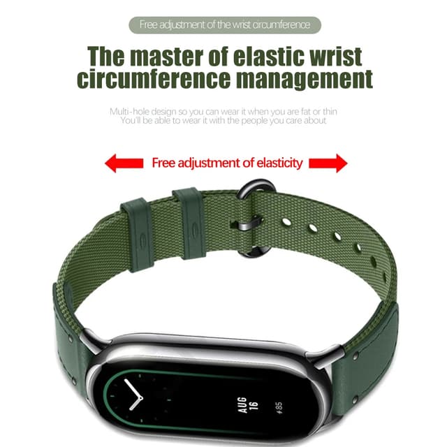 سوار ساعة شاومي مي باند 8 جلد ونايلون أسود او اوزون O Ozone Straps Compatible with Xiaomi Mi Band 8