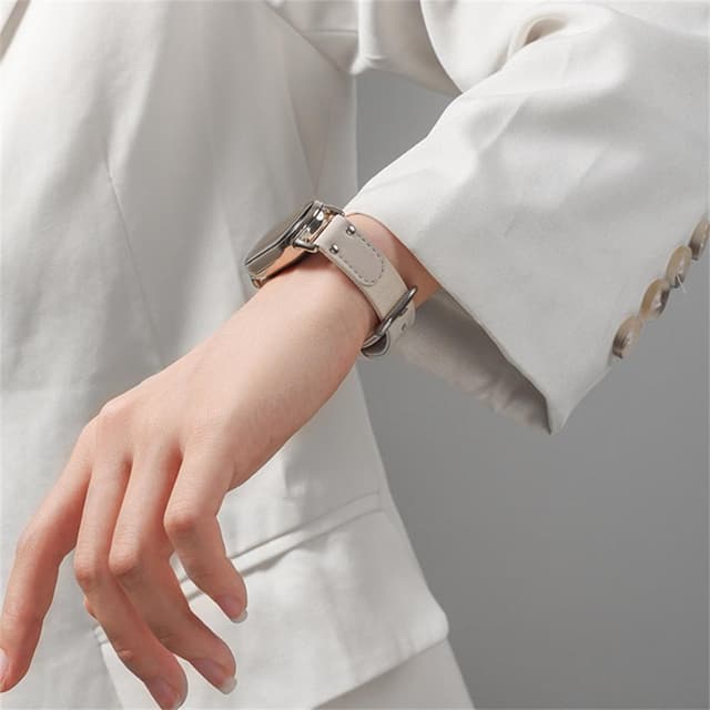 O Ozone Leather Straps Compatible with Xiaomi Mi Band 8 / Xiaomi Smart Band 8, Leather Replacement Strap Watch Wrist Band Smart Bracelet Accessories for Women Men - White - 695860