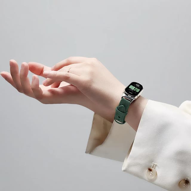 O Ozone Leather Straps Compatible with Xiaomi Mi Band 8 / Xiaomi Smart Band 8, Leather Replacement Strap Watch Wrist Band Smart Bracelet Accessories for Women Men - White - 695861