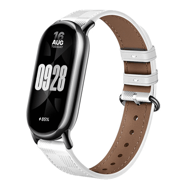 O Ozone Leather Straps Compatible with Xiaomi Mi Band 8 / Xiaomi Smart Band 8, Leather Replacement Strap Watch Wrist Band Smart Bracelet Accessories for Women Men - White - 973480