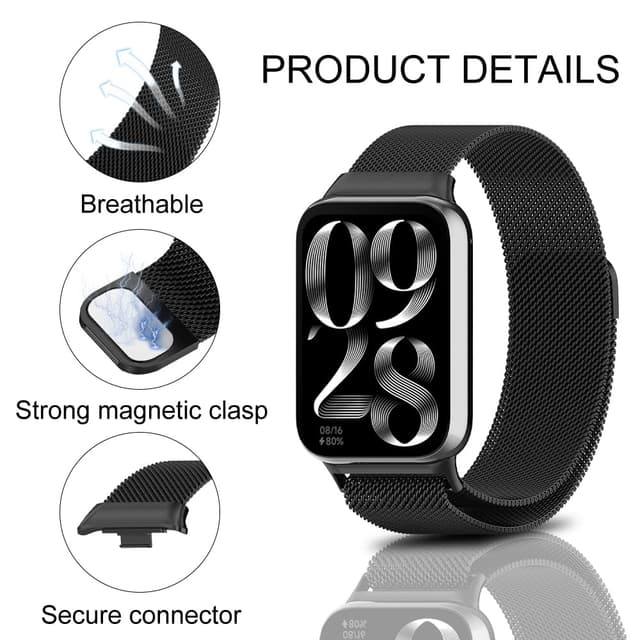 O Ozone Milanese Stainless Steel Band Compatible with Redmi Watch 4, Metal Mesh Magnetic loop with Metal Protector Case Replacement Strap Wristband for Women Men - Classic Gold