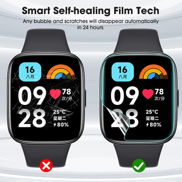 واقيات شاشة ساعة ريدمي 4 مقاومة للخدش حزمة 3 في 1 اوزون O Ozone Screen Protector Compatible with Redmi Watch 3 - 696345