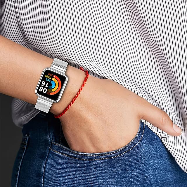 سوار ساعة شاومي 2 لايت / ريدمي 2 لايت ستانلس إستيل أوزون أسود O Ozone Milanese Stainless Steel Band Compatible with Redmi Watch 2 Lite /Xiaomi Mi Watch 2 Lite