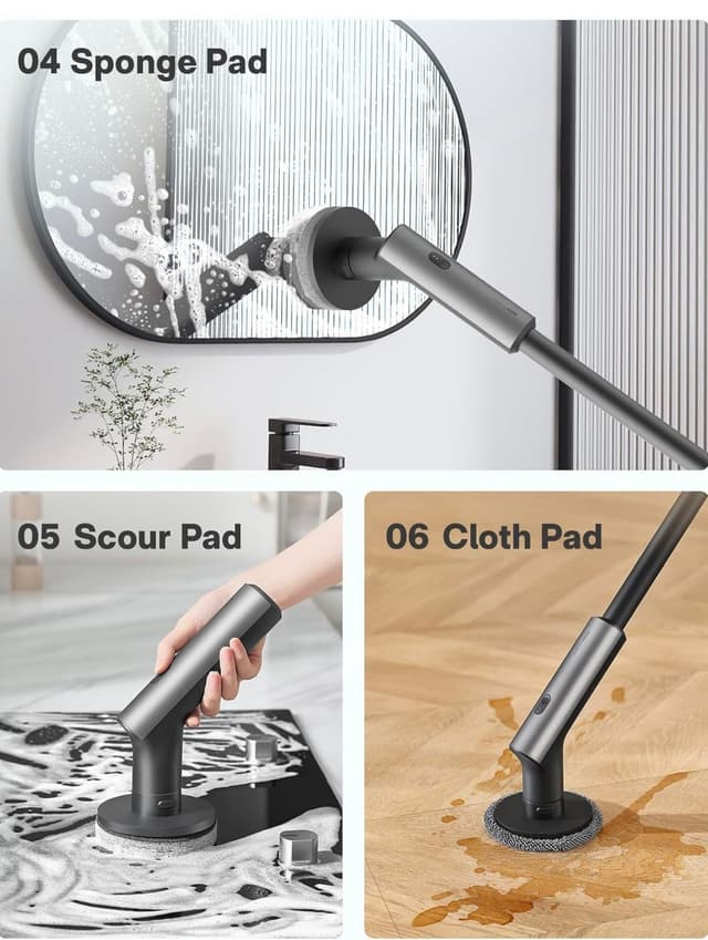 فرشاة تنظيف كهربائية دوارة هوتو للمطبخ والأرضيات 4000 مللي أمبير Hoto Electric Spin Scrubber