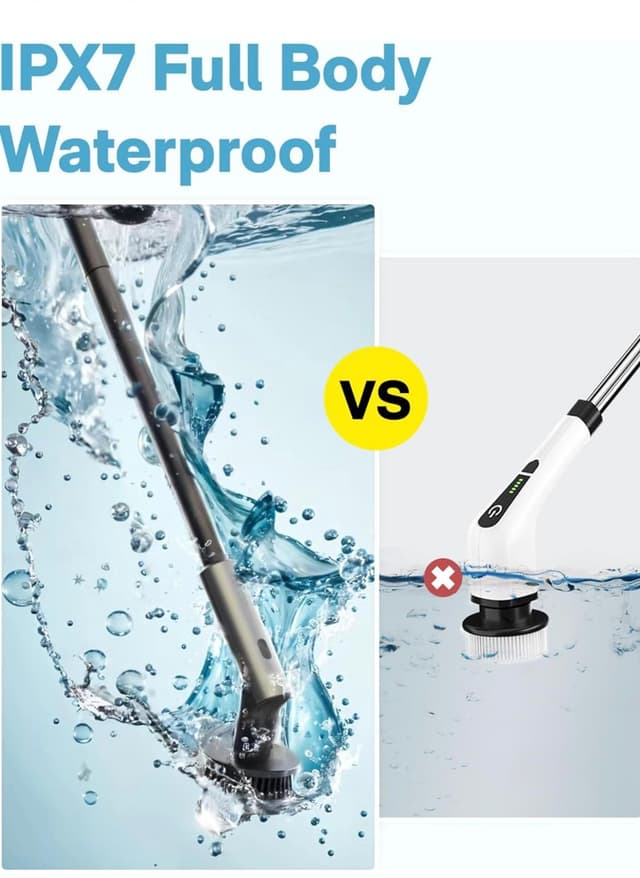 فرشاة تنظيف كهربائية دوارة هوتو للمطبخ والأرضيات 4000 مللي أمبير Hoto Electric Spin Scrubber