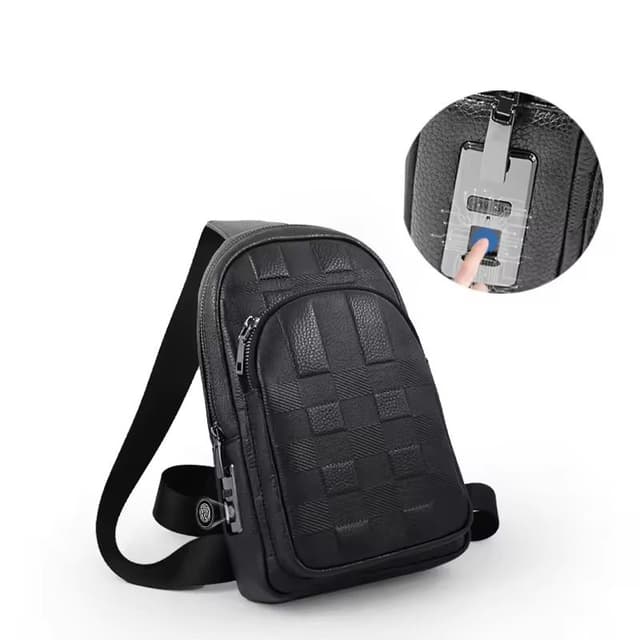 شنطة كتف رجالي جلد بالبصمة Anti theft Fingerprint Crossbody Bag