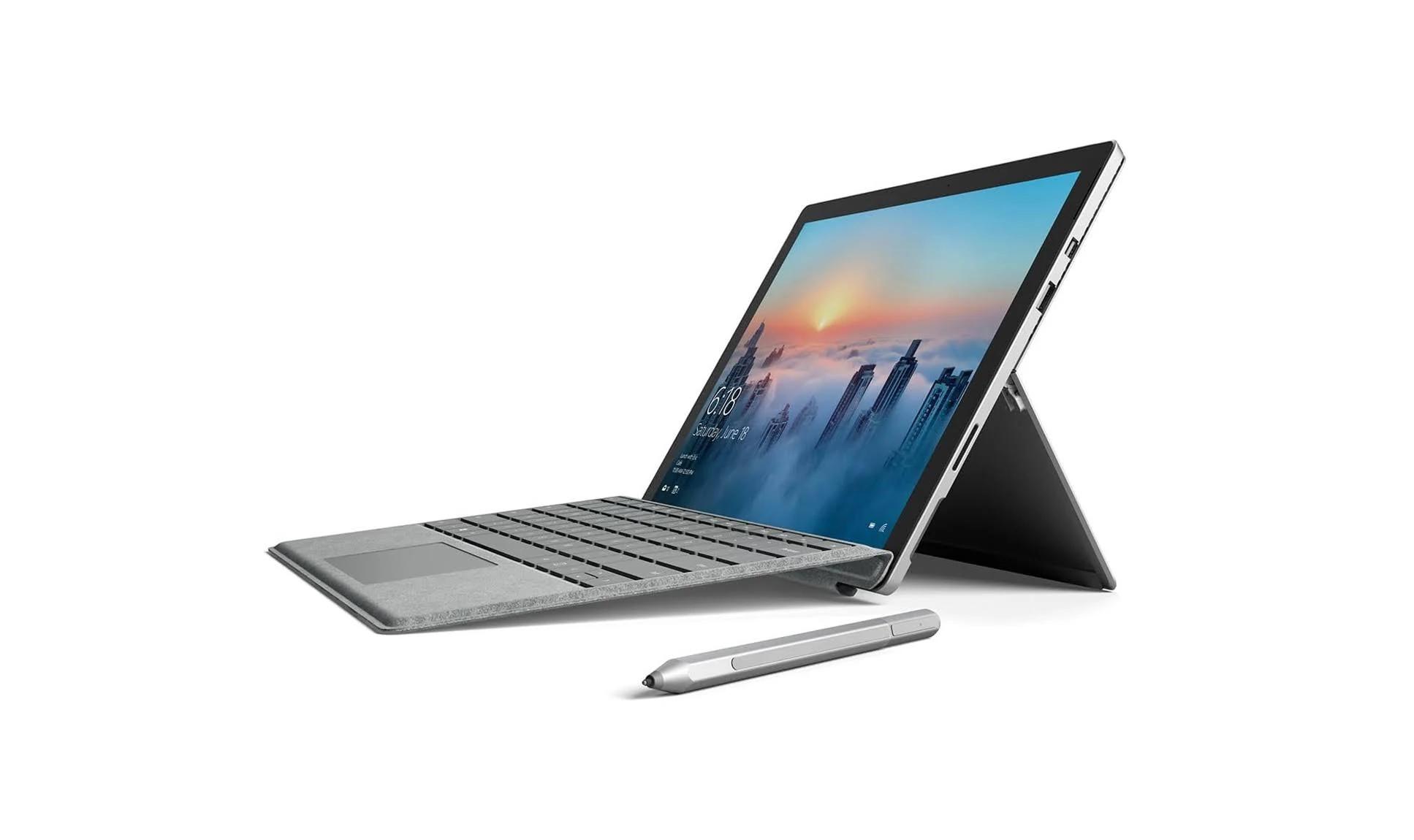 لابتوب مايكروسوفت سيرفس برو 4 مستعمل مع معالج كور اي 5 الجيل السادس ورام 4 جيجابايت وذاكرة 128 جيجابايت بدون كيبورد فضي مايكروسوفت Pre-owned Microsoft Surface Pro 4 2015 Without Keyboard