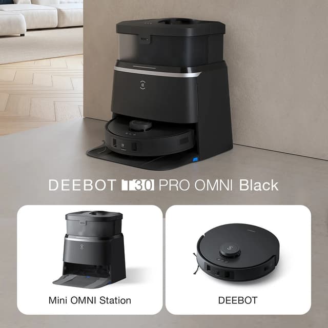 مكنسة روبوت التنظيف ايكوفاكس T30 برو أومني 11000 باسكال 5200 مللي أمبير Ecovacs T30 Pro Omni Robot Cleaner