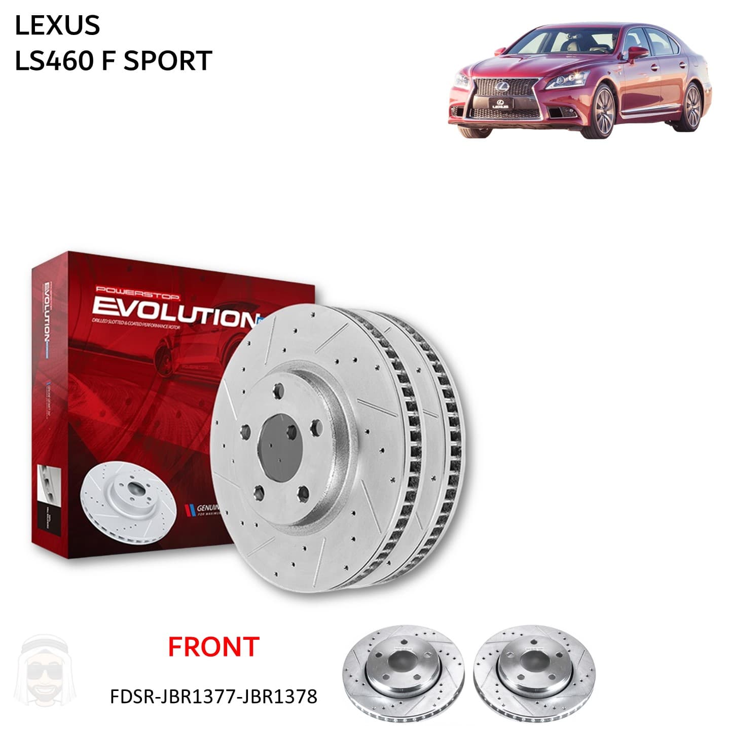 Lexus LS460F Sport - Front Drilled and Slotted Brake Disc Rotors by PowerStop Evolution