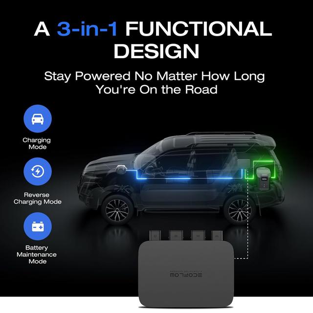 مولد شاحن بطاريات متنقلة ايكوفلو للرحلات 800 واط عن طريق بطارية السيارة EcoFlow Alternator Charger