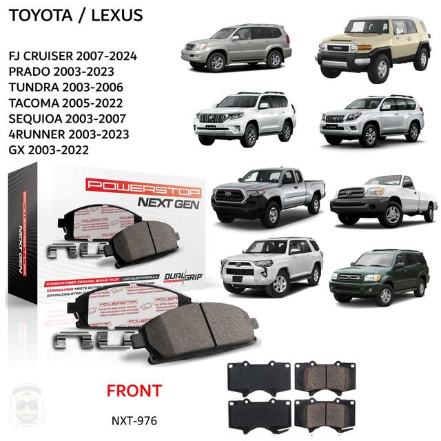 Toyota FJ Cruiser Prado Tundra Tacoma Sequoia 4Runner Lexus GX - Front Carbon Fiber Ceramic Brake Pads by PowerStop NextGen - SW1hZ2U6MzIwMzY5MQ==