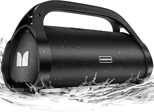 Monster Adventurer Max Boombox Bluetooth Speaker, IPX7 Waterproof Outdoor Bluetooth Speakers with Double Subwoofer, 100W Stereo Sound and Rich Bass, Wireless Bluetooth Speakers for Home, Party, Beach