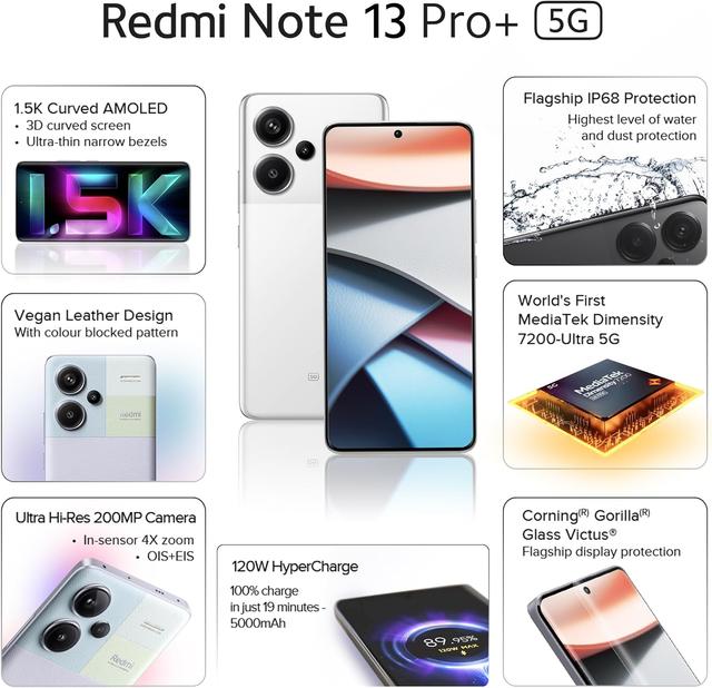 موبايل جوال شاومي ريدمي نوت 13 برو بلس Xiaomi Redmi Note 13 Pro+ 5G Smartphone - SW1hZ2U6MzIzMzc5NA==