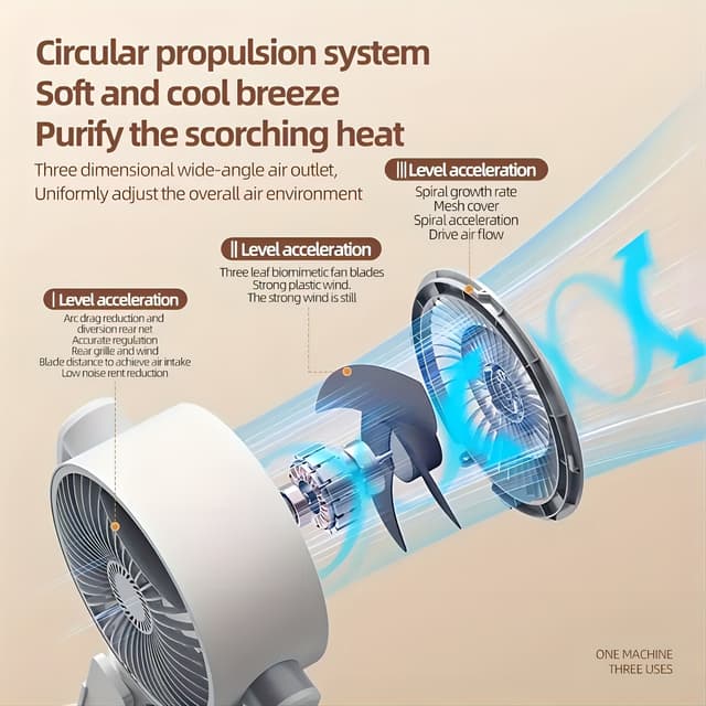 3 in 1 Portable Air Circulation Fan With Remote Control