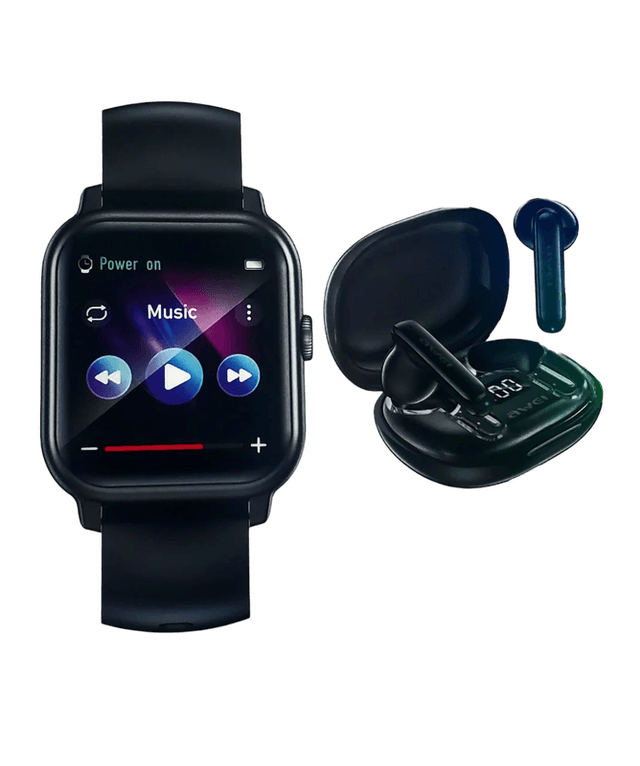 Awei HE-1 Combo H41 Smart Watch + T87 TWS Bluetooth 5.3 Earbuds Wireless Bluetooth Earphones Touch Control Stereo Headset Waterproof Sport Headphones - SW1hZ2U6MzE5OTQ2OA==