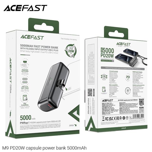 شاحن متنقل باور بنك محمول أسيفاست 5000 مللي أمبير Acefast M9 PD20W Power Bank - SW1hZ2U6MzIwMjI2NA==