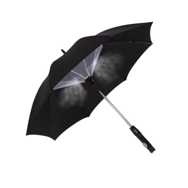 Long Handle Umbrella With Fan And Water Spray