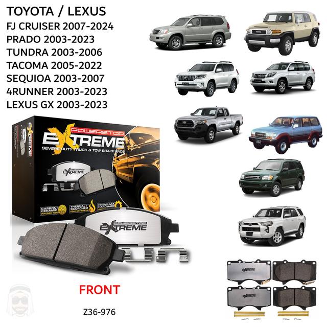 Toyota FJ Cruiser Prado Tundra Tacoma Sequoia 4Runner Lexus GX - Front Carbon Fiber Ceramic Brake Pads by PowerStop Extreme Z36 - SW1hZ2U6MzIwMzcyNw==