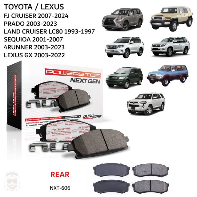 Toyota FJ Land Cruiser LC80 Prado Sequoia 4Runner Lexus GX - Rear Carbon Fiber Ceramic Brake Pads by PowerStop NextGen - SW1hZ2U6MzIwMzY3OQ==